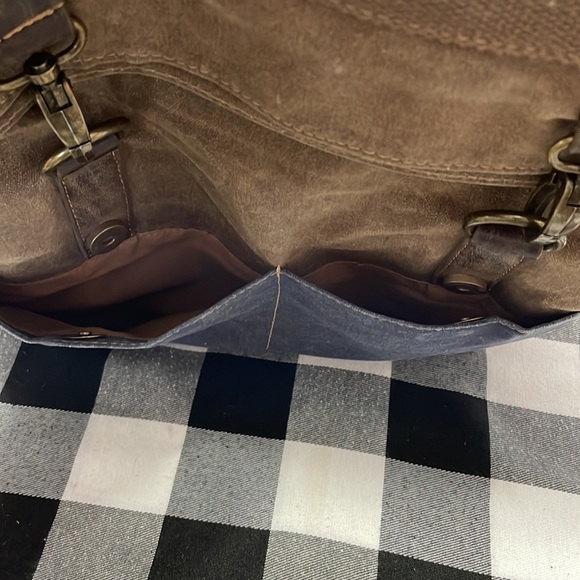 Sun Sand Cargoit Lennox Flap Fold Over Canvas Leather Backpack Buckle Rucksack - Picture 8 of 16